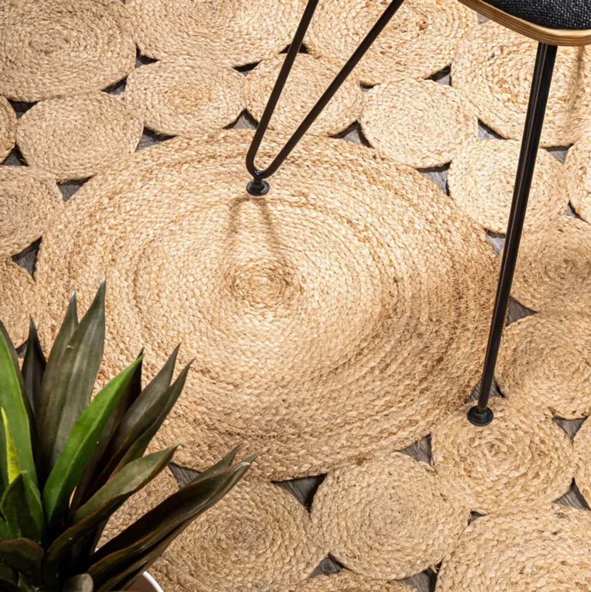 Cassia Round Natural Jute Boho Circle Natural Round Area Rug