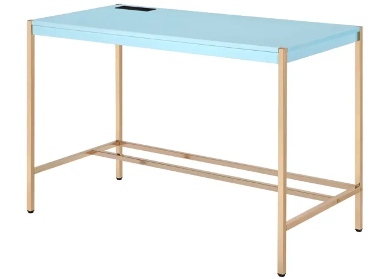 ACME Midriaks Writing Desk w/USB, Baby Blue & Gold Finish