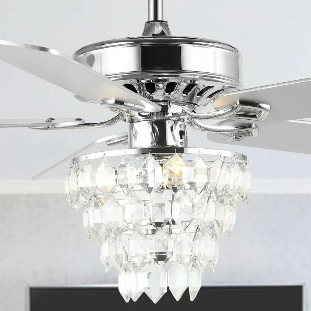 Mindy 3-Light Glam Modern Crystal Shade LED Ceiling Fan With Remote