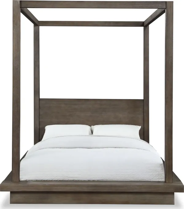 Melbourne Queen-Size Canopy Bed in Dark Pine