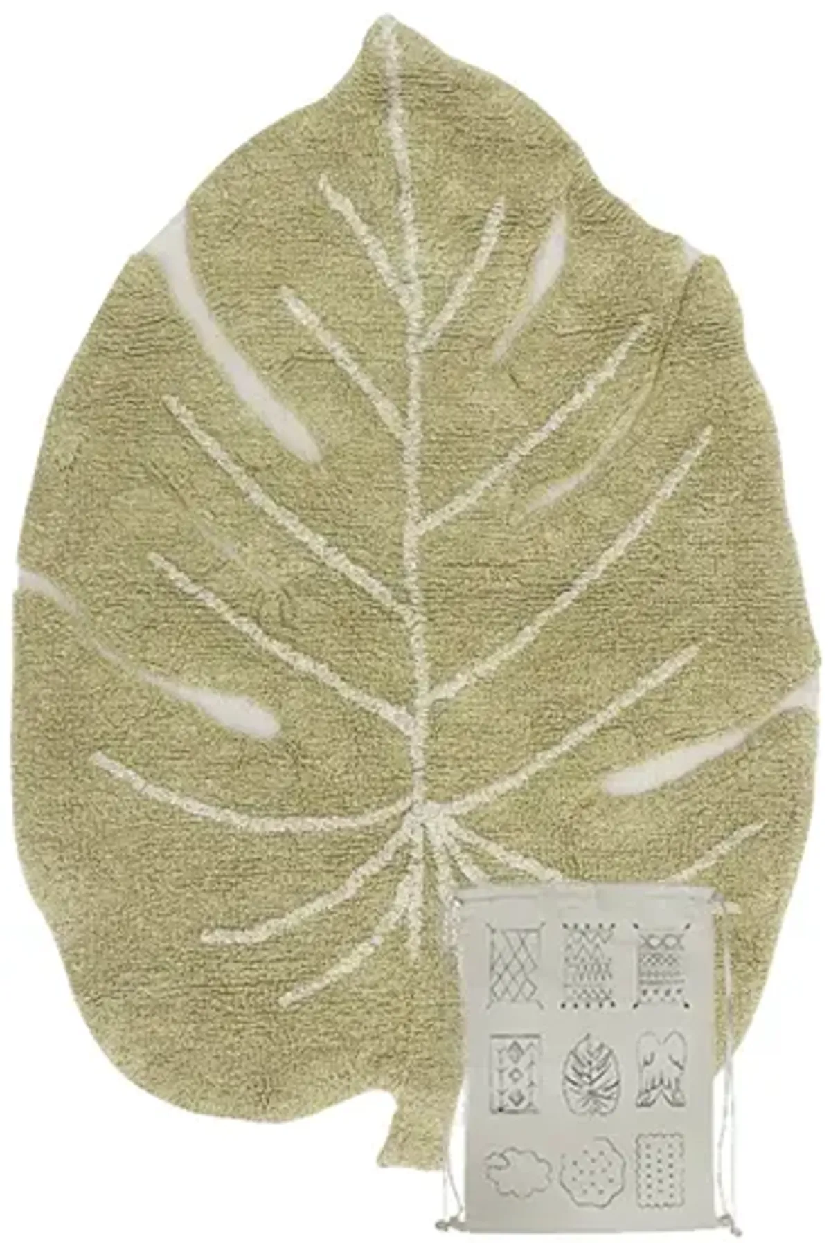 Washable rug Mini Monstera Olive