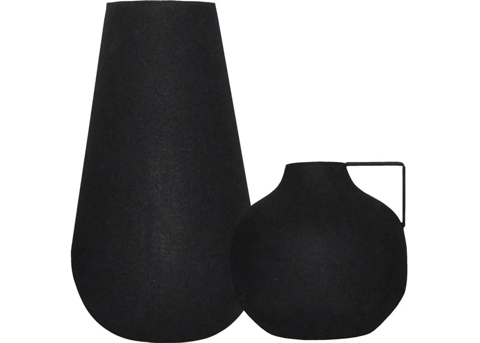 Set of 2 Matte Black Industrial Textured Vases 14"