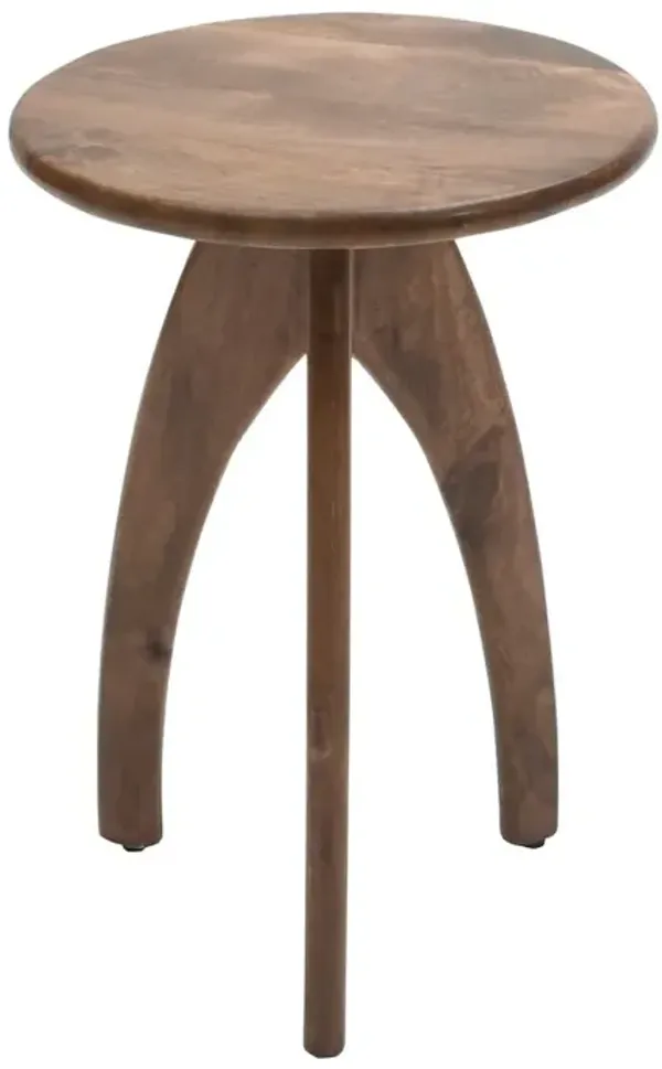 Jofran Aero Curved Space Age Round Mid-Century Modern Solid Wood Accent End Table