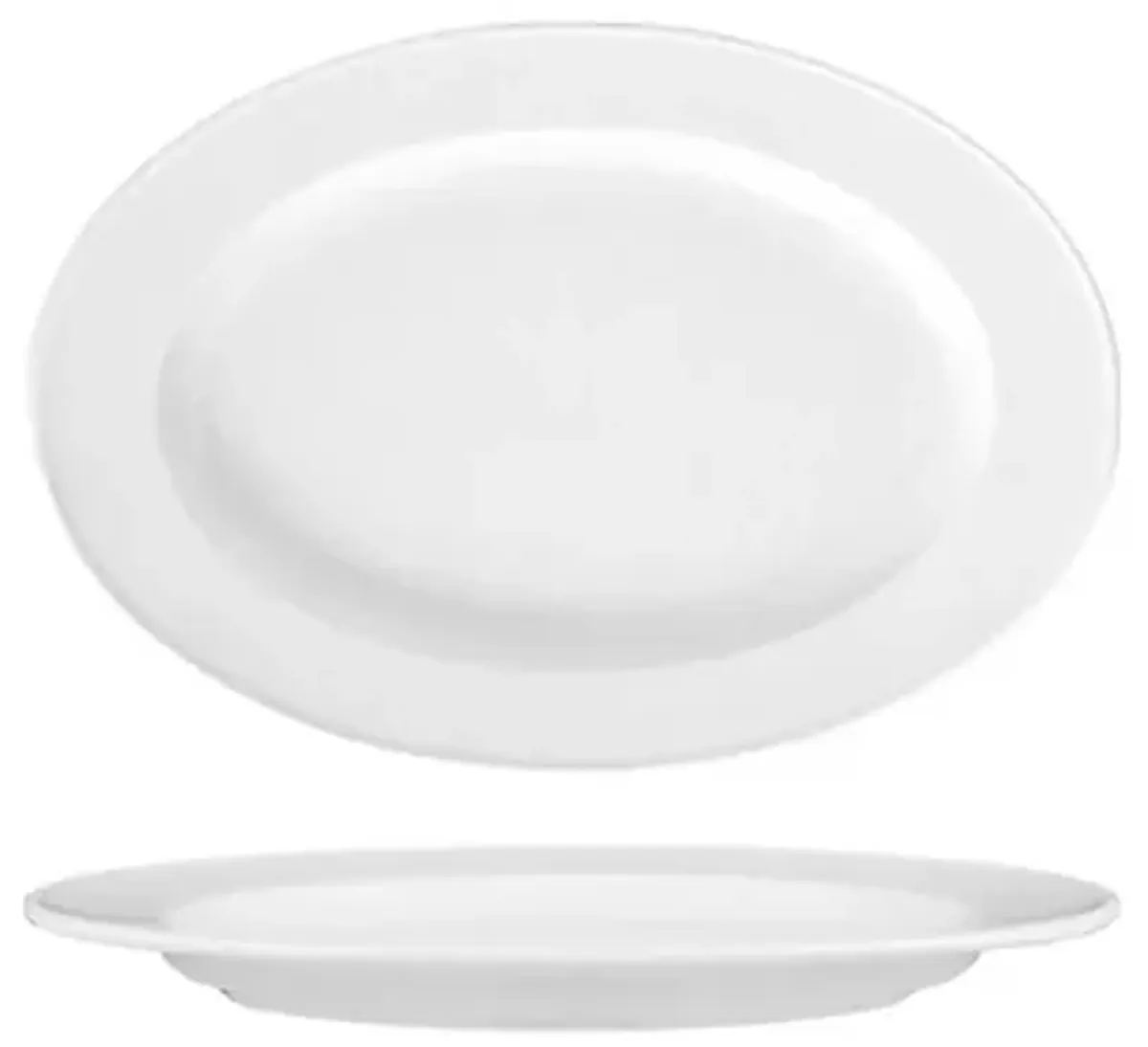 Porcelain Delta 9.5" x 6.75" x h:1" Oval White Porcelain Platter (Set of 2)
