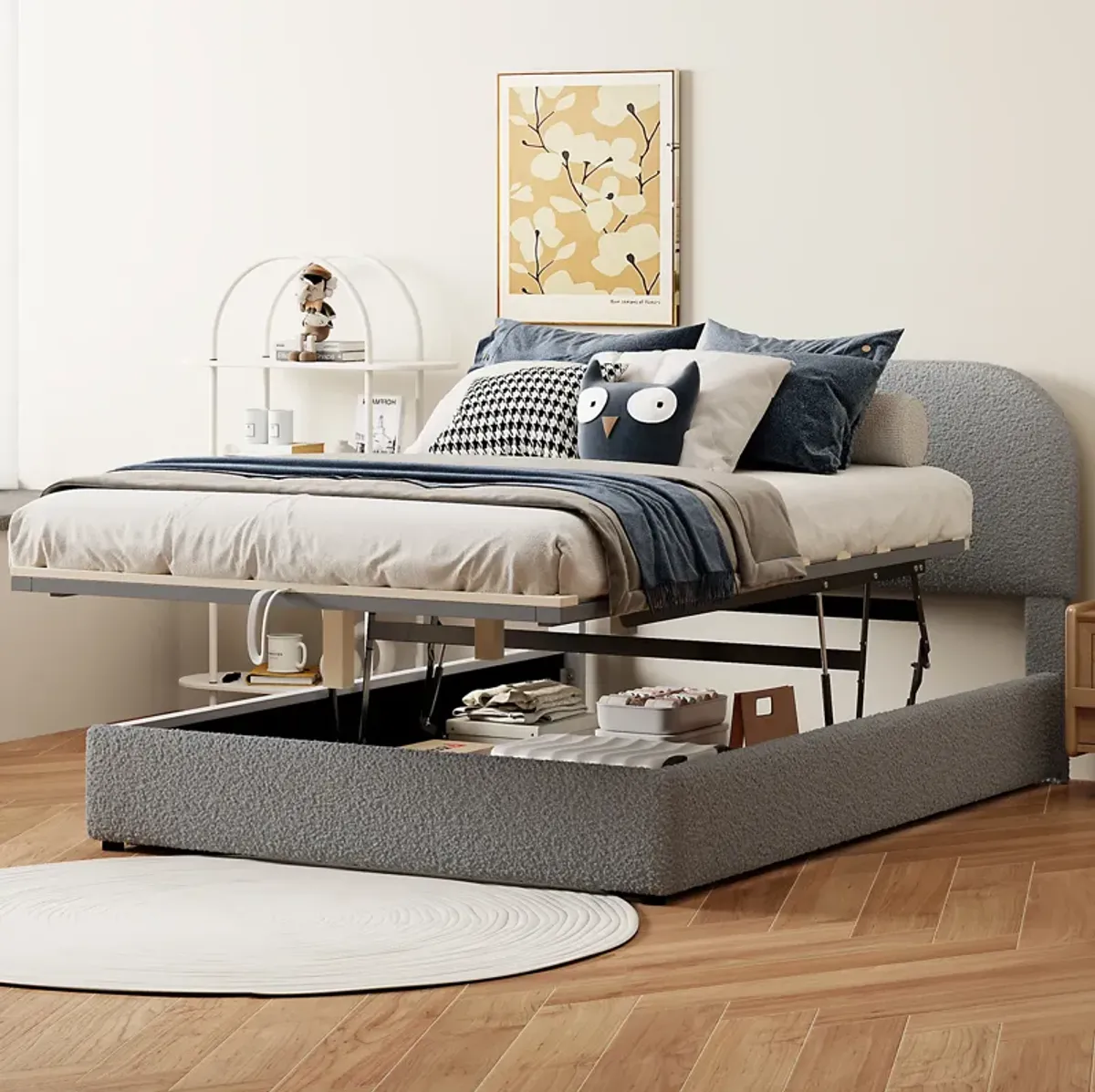 Merax Teddy Platform Bed with Hydraulic Storage System