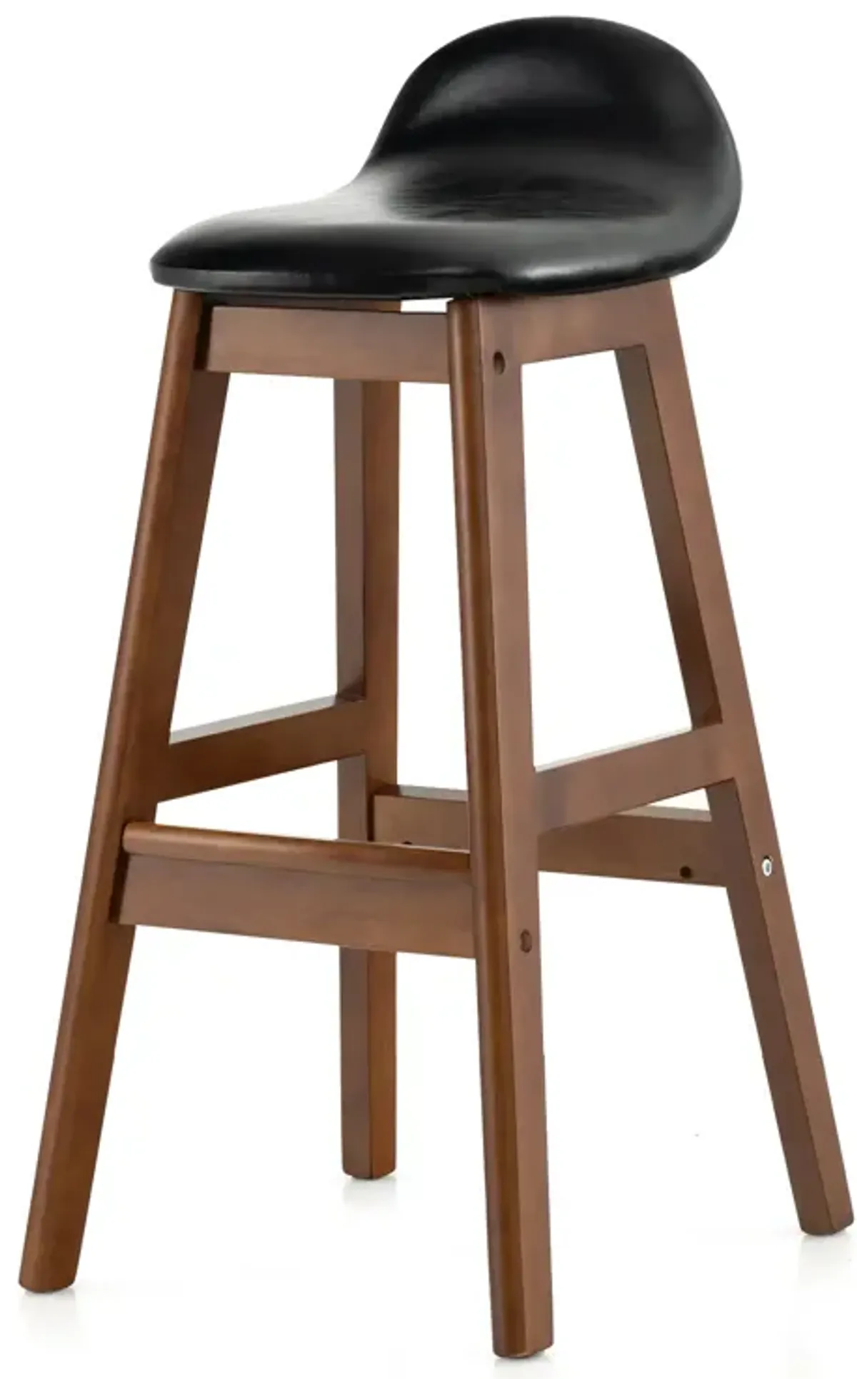 27.5 Inch Set of 2 Upholstered PU Leather Barstools with Back Cushion-Brown