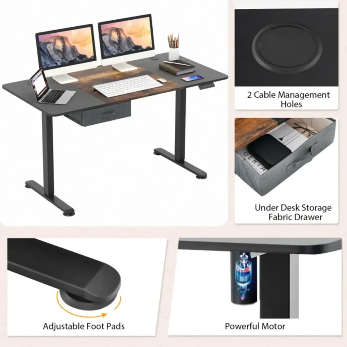 Hivvago Height Adjustable Electric Standing Desk with USB Charging Port