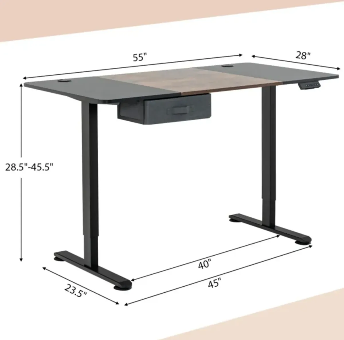 Hivvago Height Adjustable Electric Standing Desk with USB Charging Port