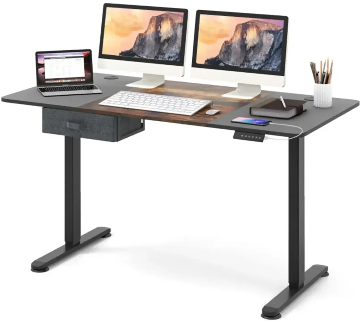 Hivvago Height Adjustable Electric Standing Desk with USB Charging Port