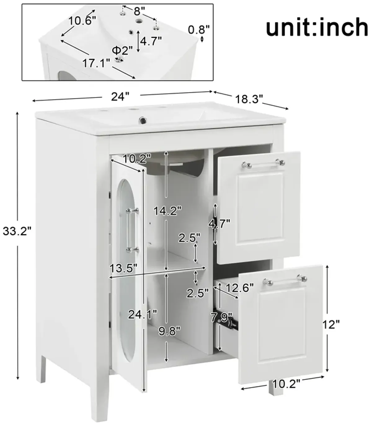 Merax  Painted Freestanding Bathroom Cabinet Vanity with Sink