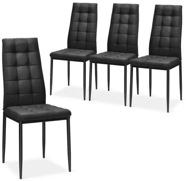 Set of 4 Fabric Dining Chairs Set with Upholstered Cushion and High Back
