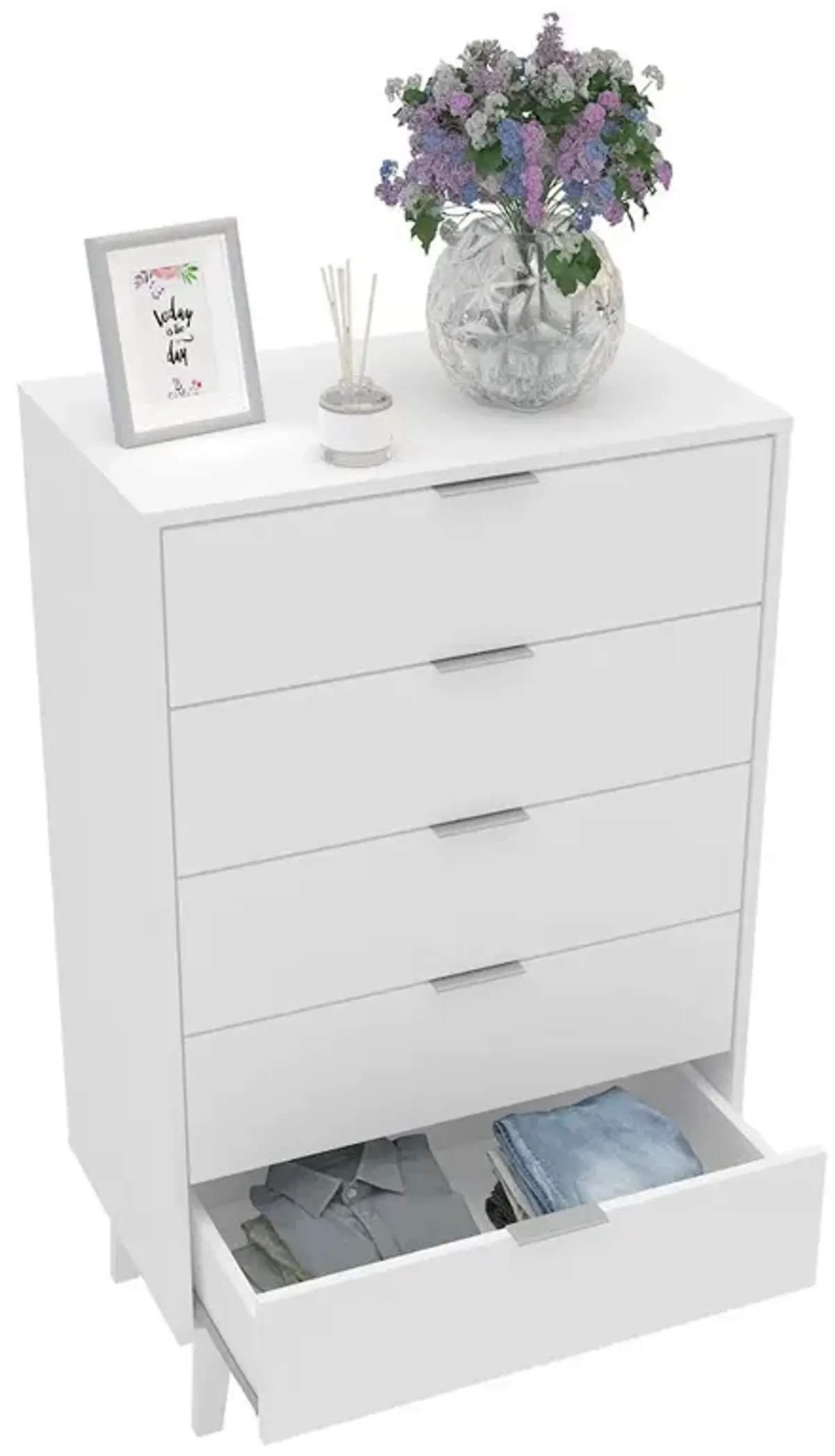 Polifurniture Victoria Modern 5 Drawer Dresser, White