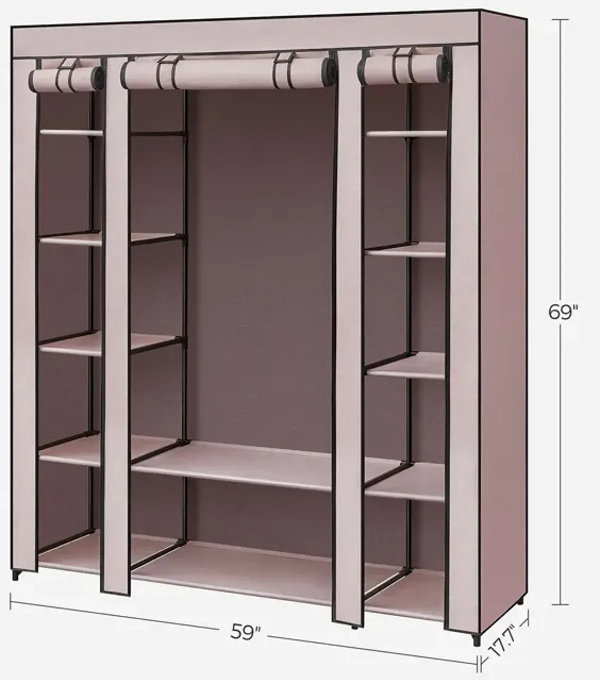 Portable Clothes Storage Solution with Shelves & Hanging Rail