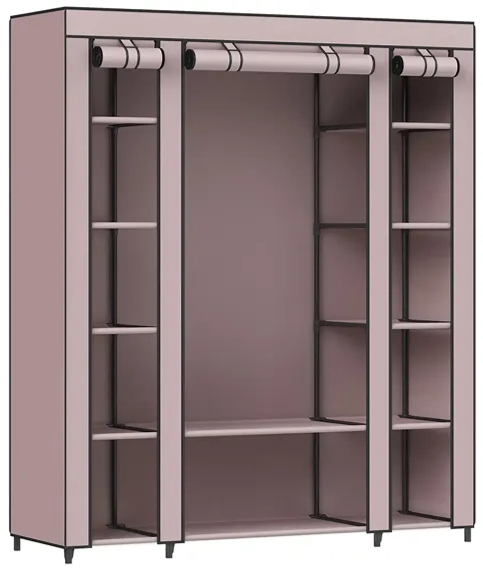 Portable Clothes Storage Solution with Shelves & Hanging Rail