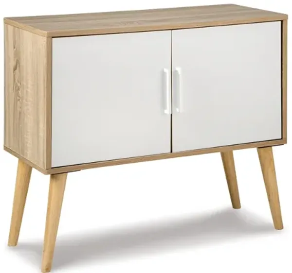 Kior Accent Cabinet Console, 2 Doors w Adjustable Shelf, White 32 Inch - Benzara