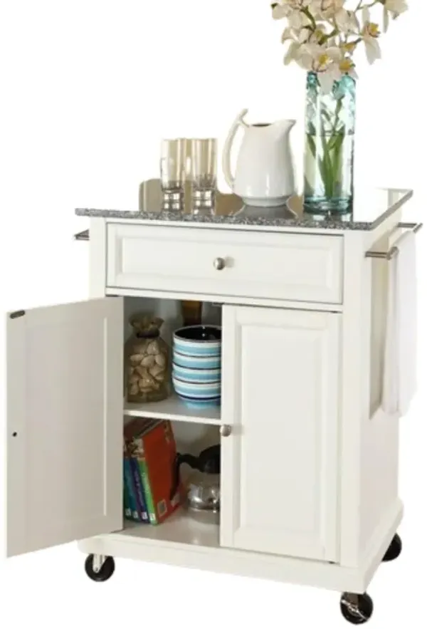 Kitchen Cart with Granite Top and Locking Casters Wheels