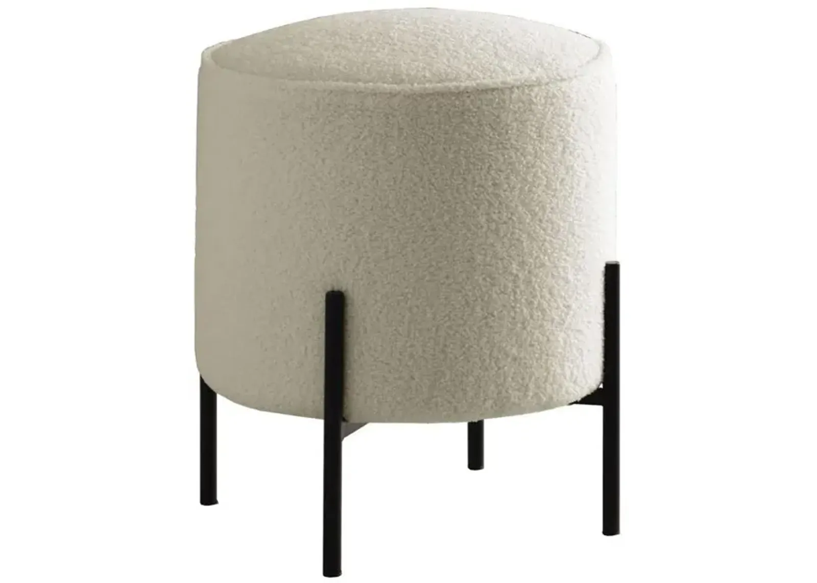 Basye Round Upholstered Ottoman Beige and Matte Black