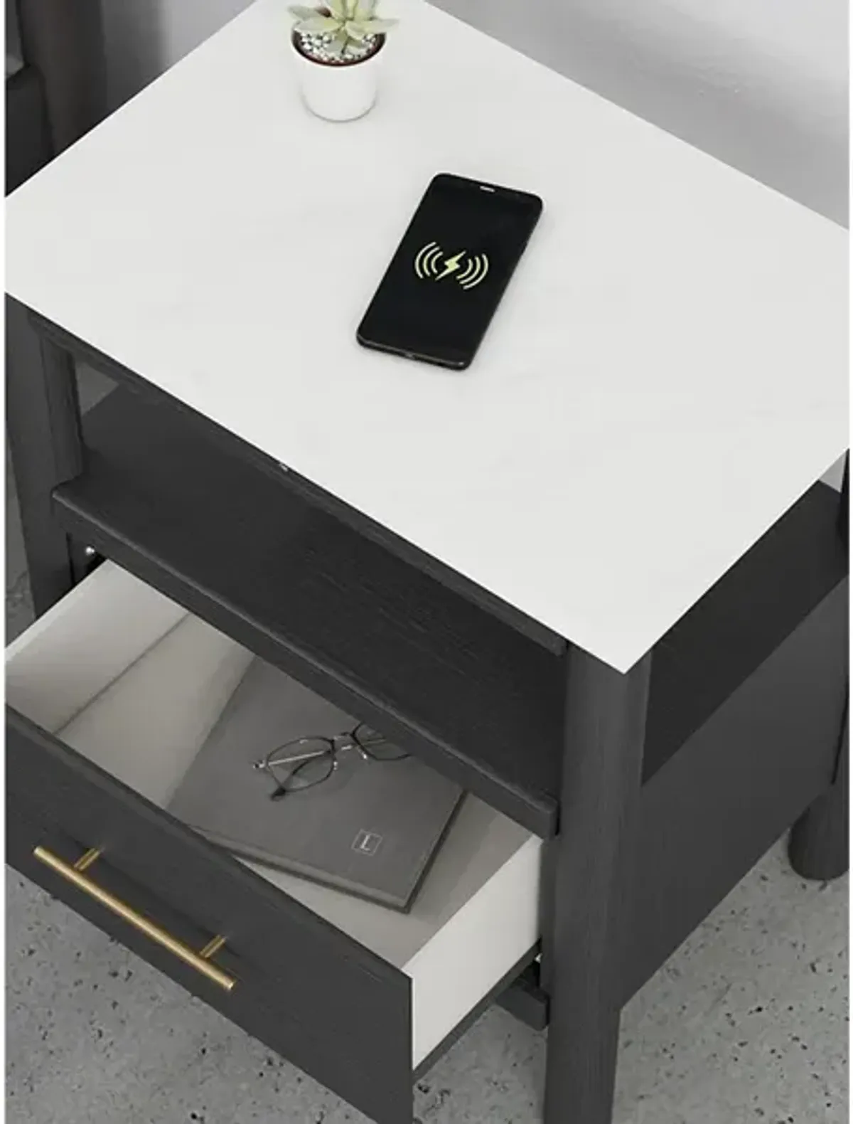 Cadmori 24" One-Drawer Charging Nightstand