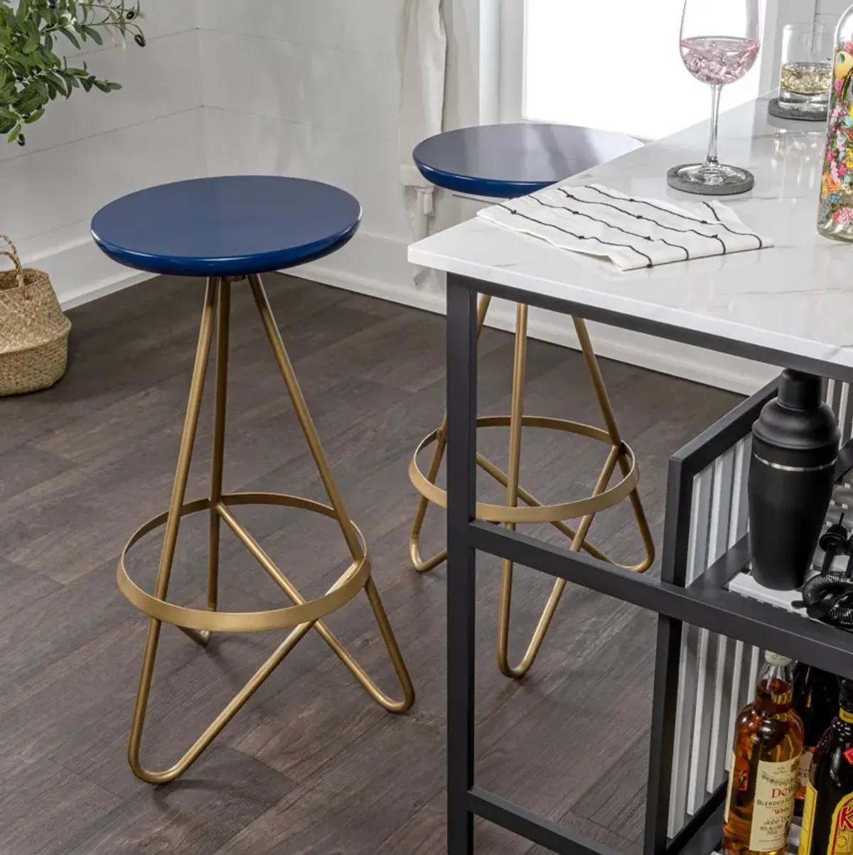 Spiroa 30" Modern Industrial Metal Backless Circular Bar Stool