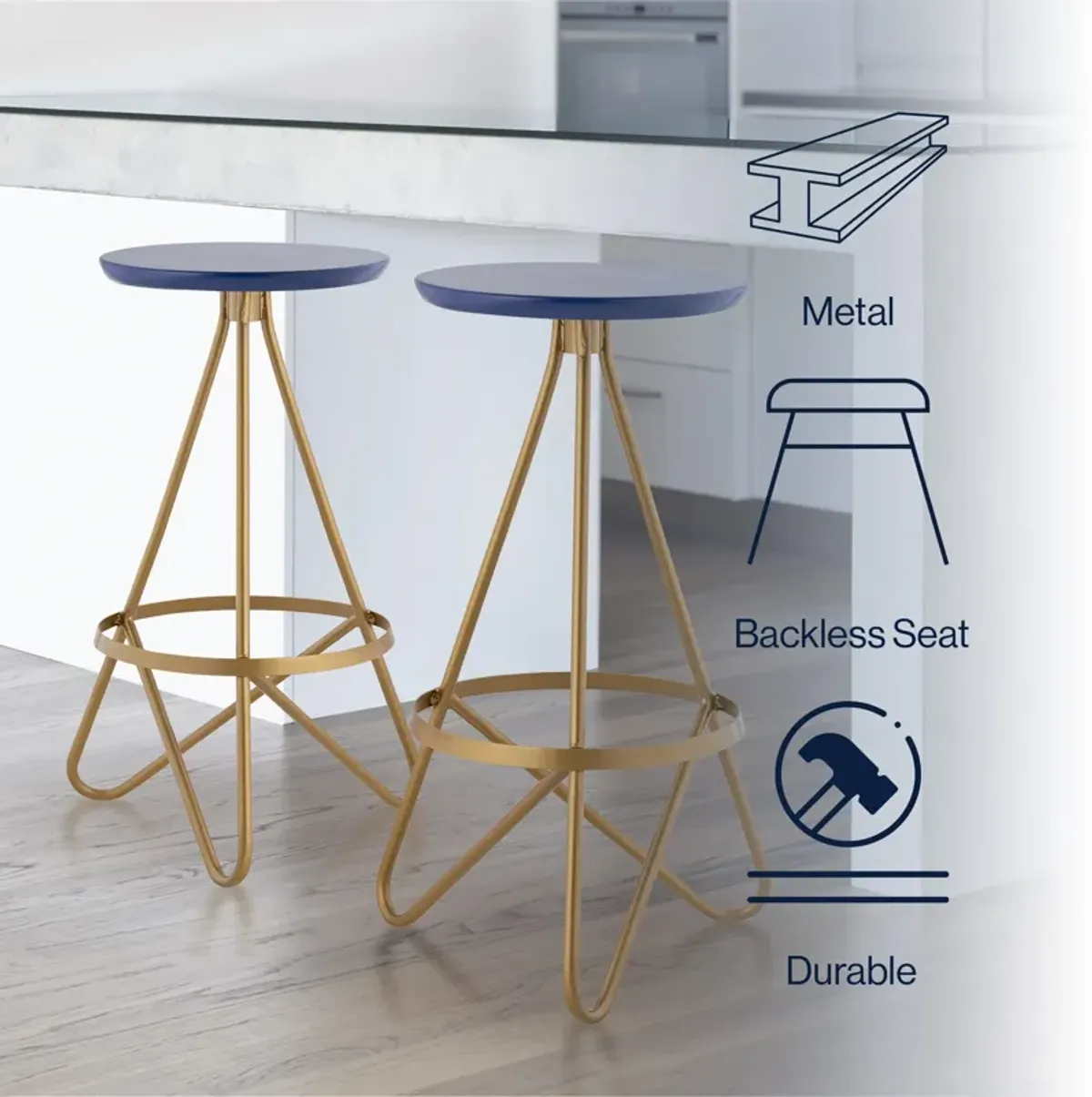 Spiroa 30" Modern Industrial Metal Backless Circular Bar Stool