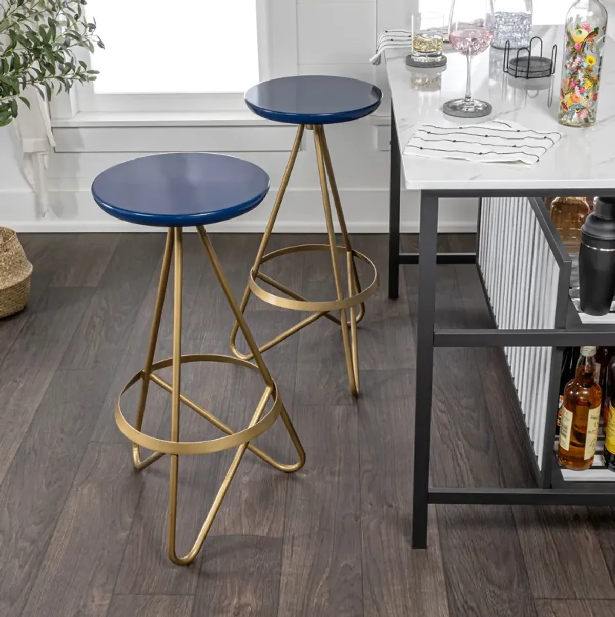 Spiroa 30" Modern Industrial Metal Backless Circular Bar Stool