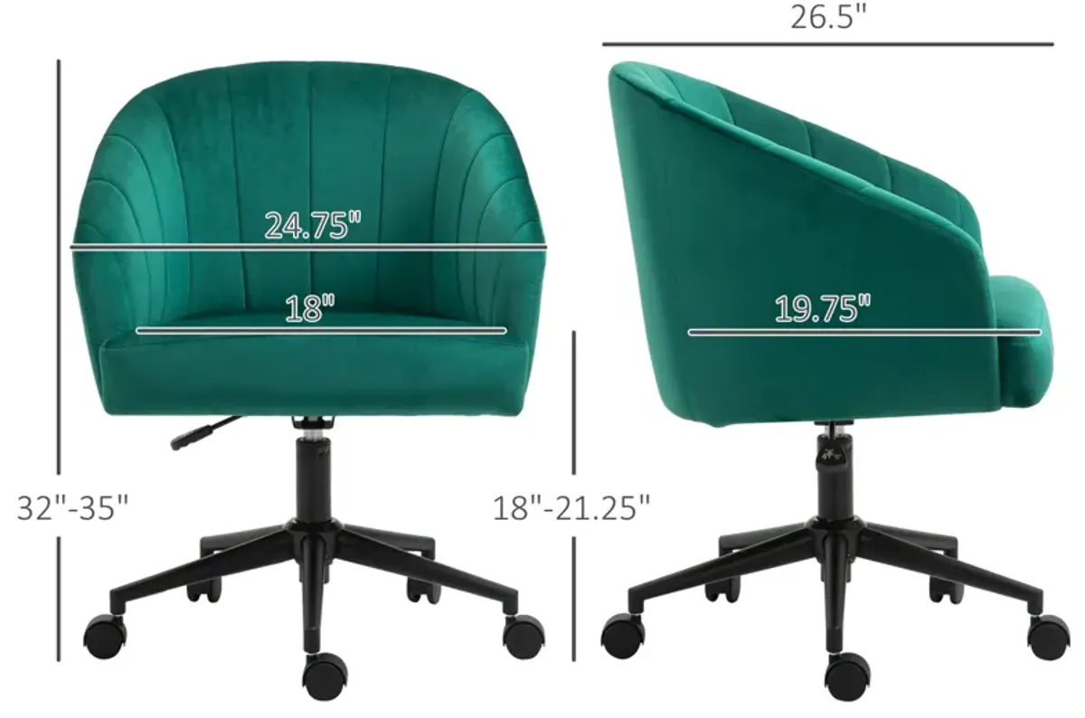 Retro Office Swivel: Fabric Chair with Adjustable Height and Wheels