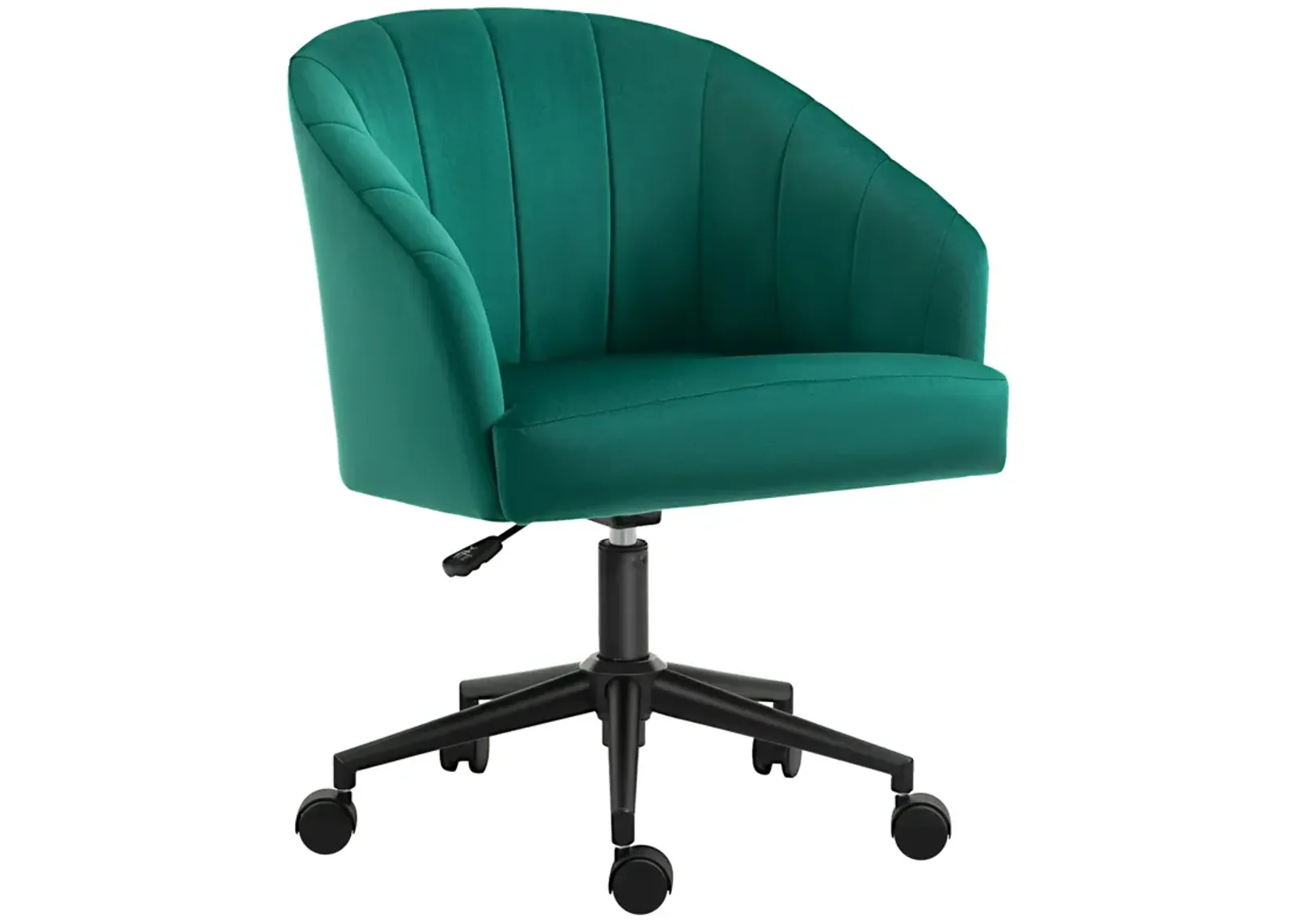 Retro Office Swivel: Fabric Chair with Adjustable Height and Wheels