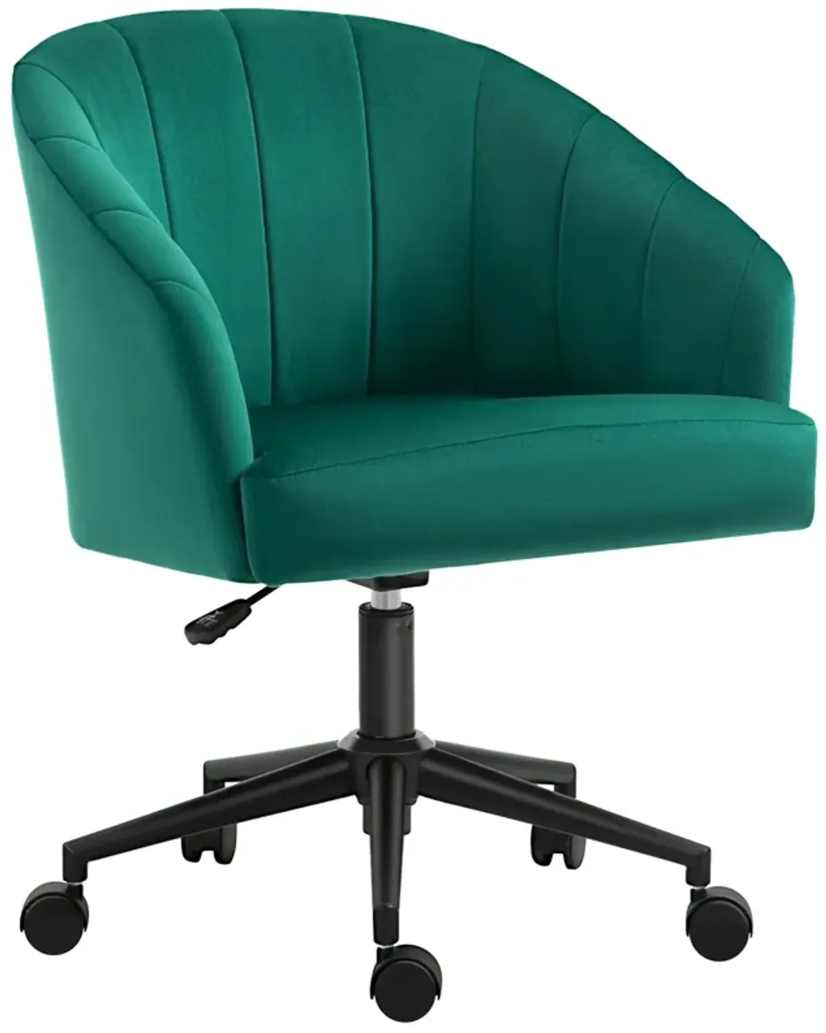 Retro Office Swivel: Fabric Chair with Adjustable Height and Wheels