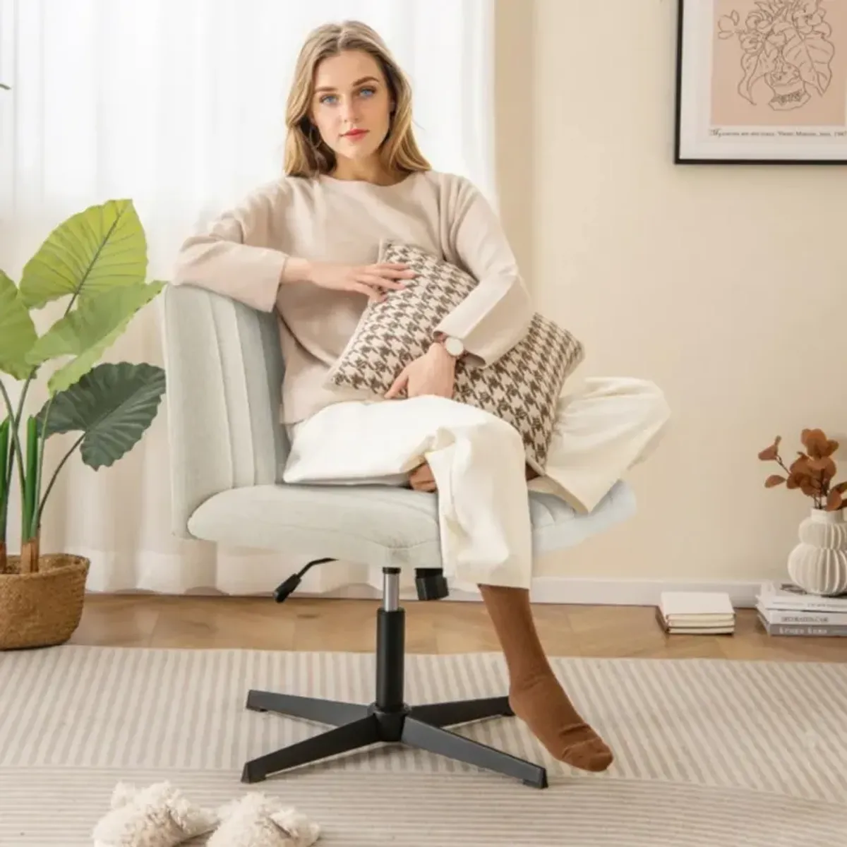 Rocking Criss Cross Legged Chair with Adjustable Height and No Wheels