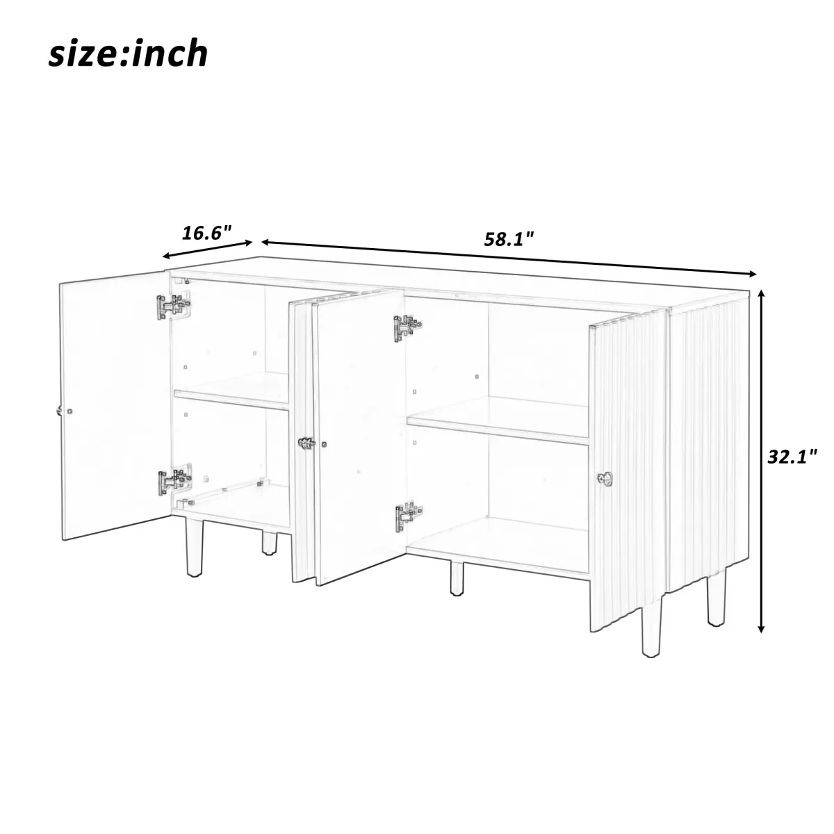 Merax Sideboard Storage Cabinet with 4 Doors