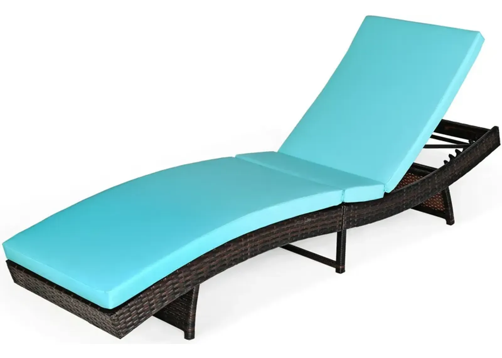 Patio Folding Adjustable Rattan Chaise Lounge Chair with Cushion