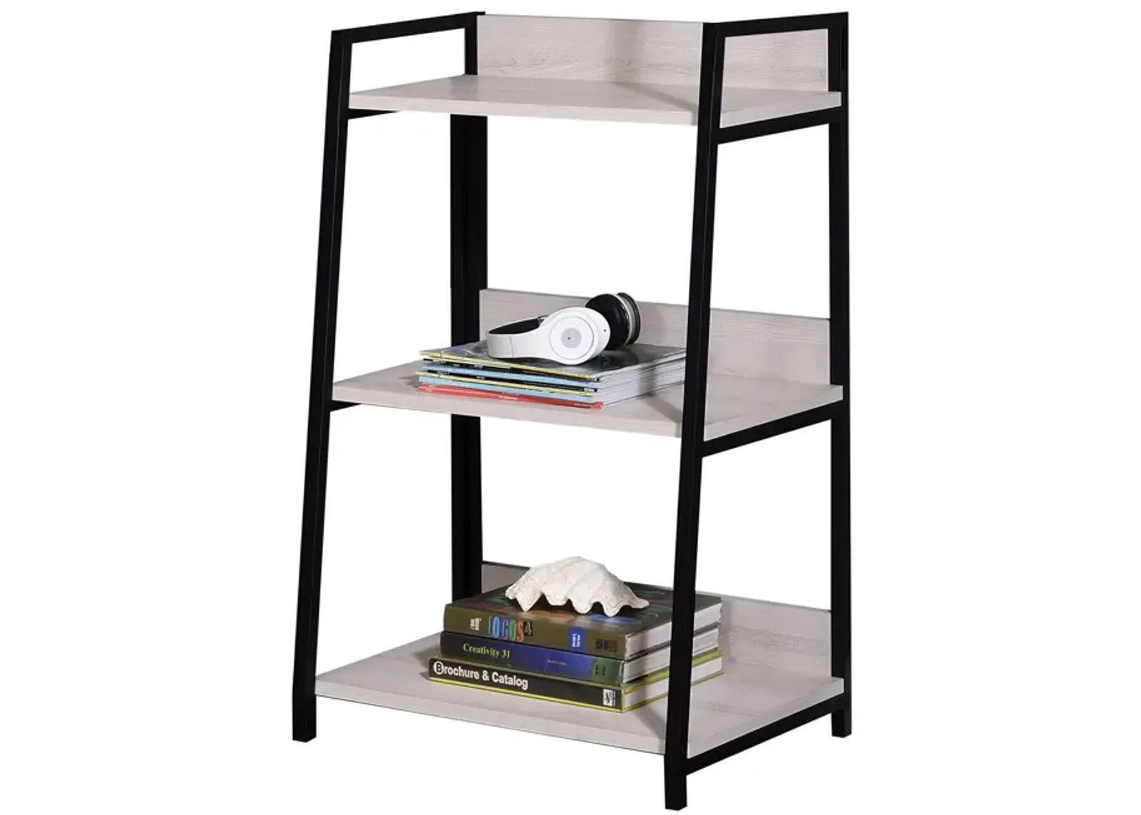 ACME Wendral Bookshelf (3-Tier), Natural & Black