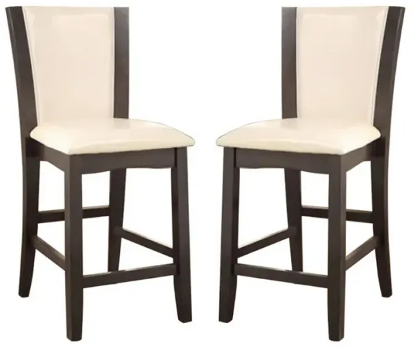 Manhattan III Contemporary Counter Height Chair With White, Gray Finish, Set of 2-Benzara