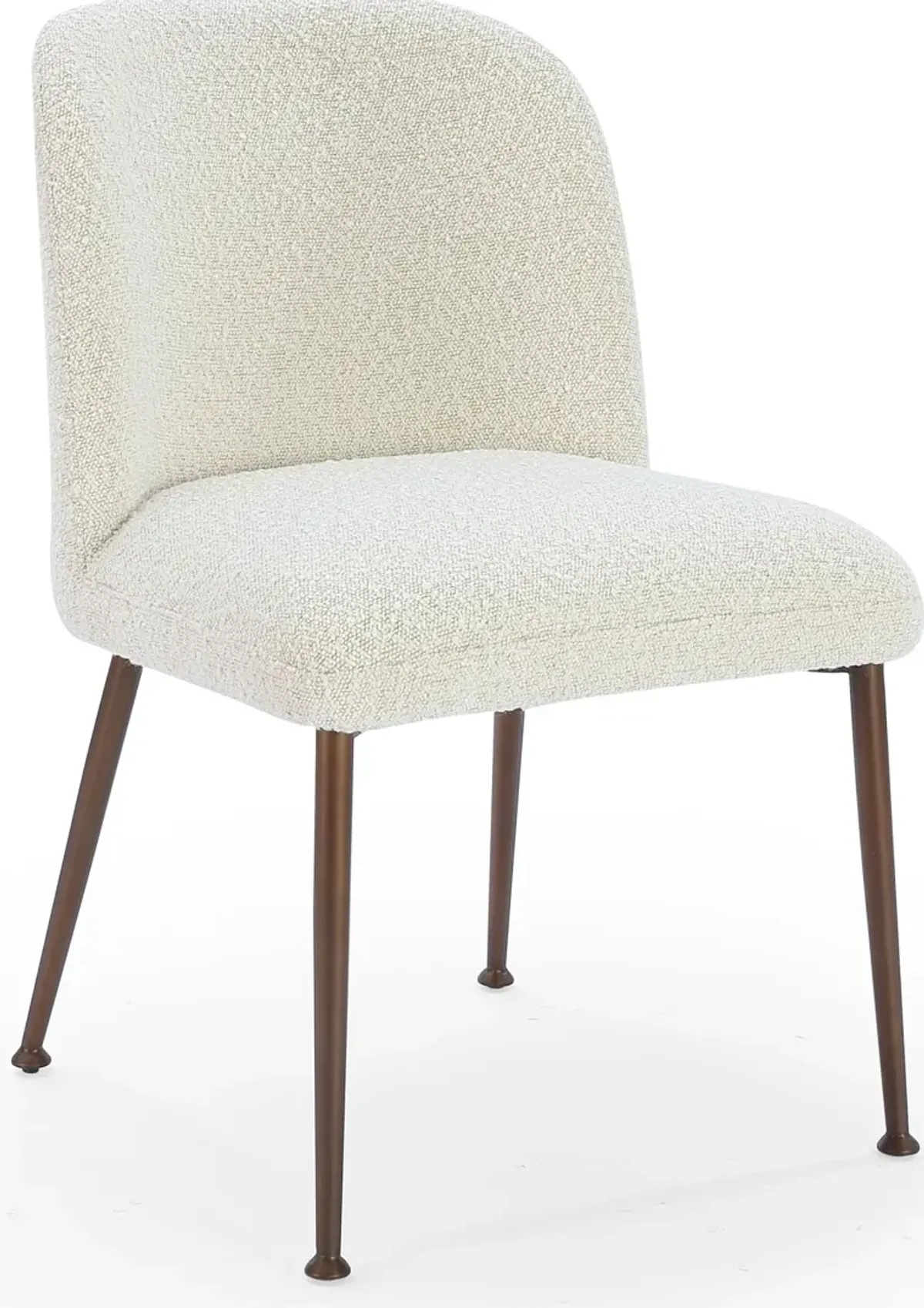 Avery Upholstered Dining Chair in Ricotta Boucle and Bronze Metal - Set of 2