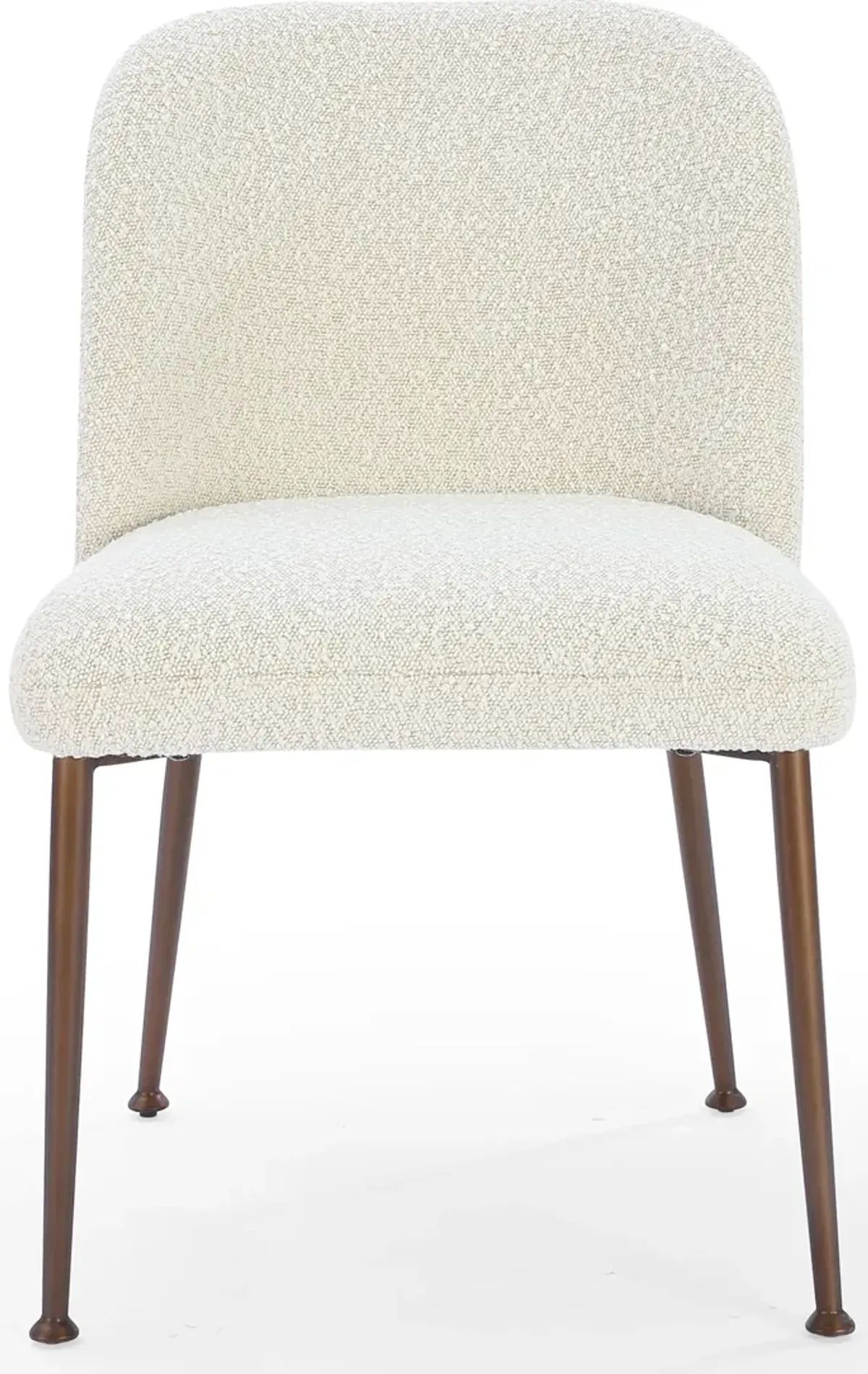Avery Upholstered Dining Chair in Ricotta Boucle and Bronze Metal - Set of 2