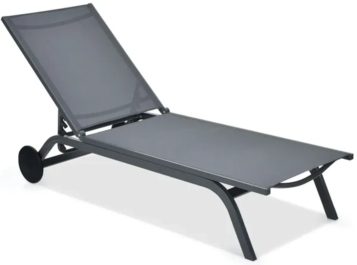 Aluminum Fabric Outdoor Patio Lounge Chair with Adjustable Reclining