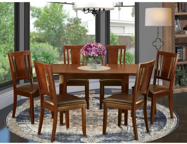 7 Pc Kitchen Tables set - Table with Leaf and 6 Dining Chairs