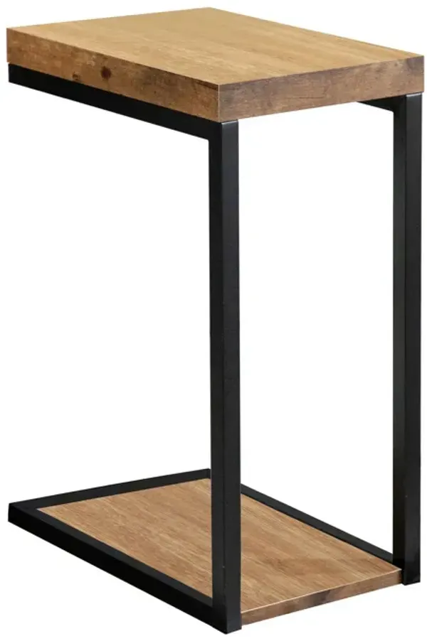 Snack Table with 1 Open Shelf and Grain Details, Brown-Benzara