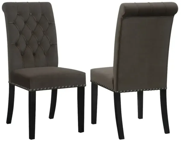 Alana Velvet Upholstered Dining Side Chair Brown (Set of 2)