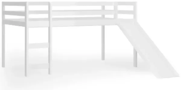 Twin Size Low Sturdy Loft Bed with Slide Wood