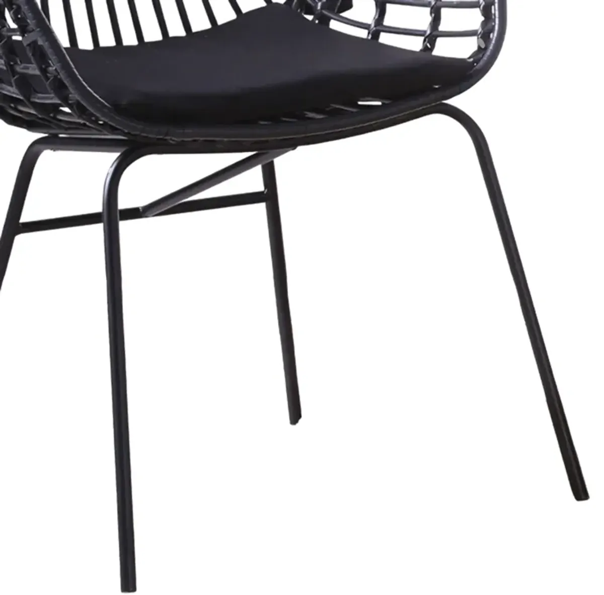 Niya Patio Chair Set of 2, Polyester, Black Steel, Outdoor Rattan Wicker