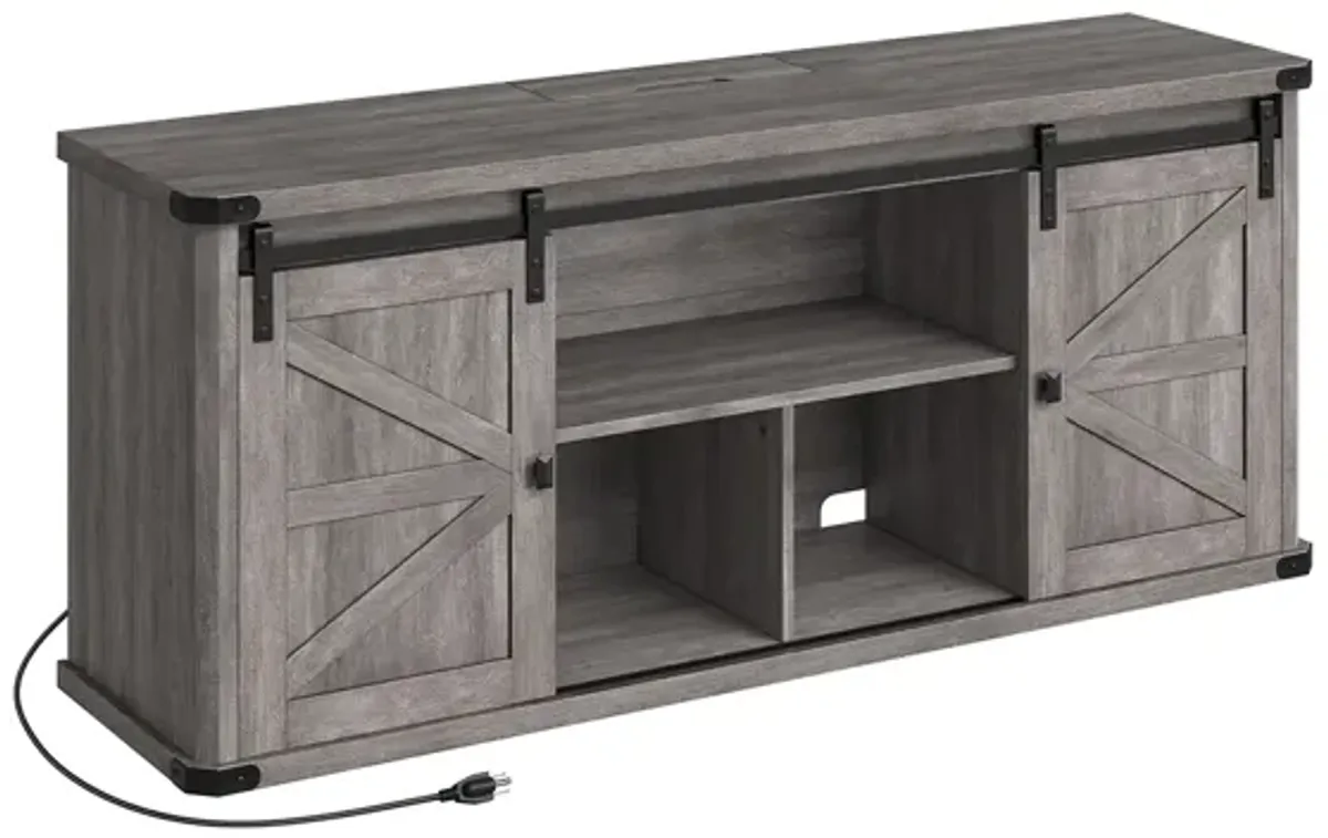 TV Stand for TVs up to 65 Inches, Farmhouse Entertainment Center with Sliding Barn Doors