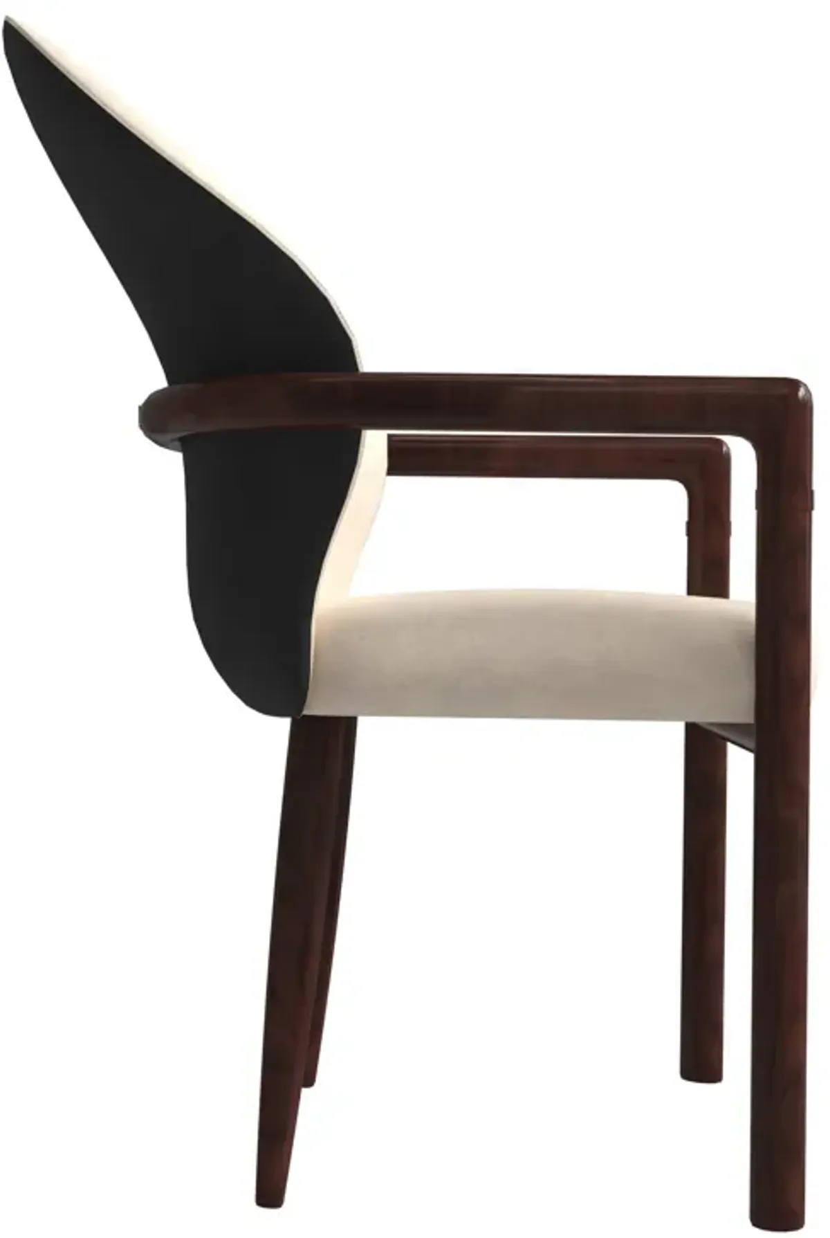 LeisureMod Opaline Series Elegant Wooden Dining Chair in Black Velvet and Toupe - Set of 4