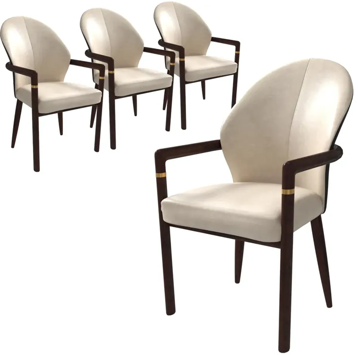 LeisureMod Opaline Series Elegant Wooden Dining Chair in Black Velvet and Toupe - Set of 4