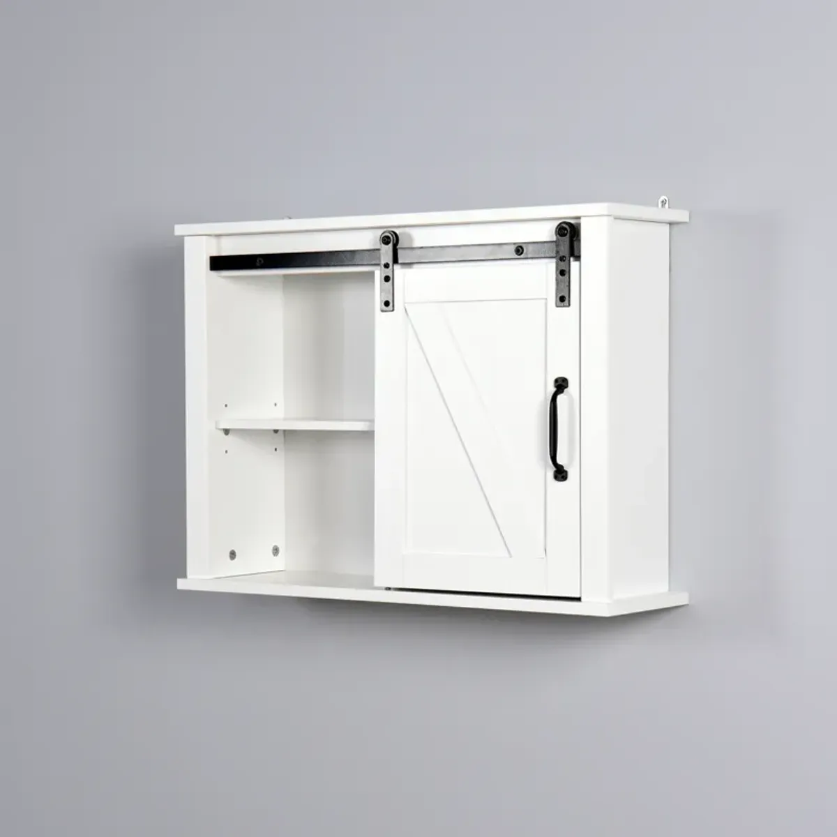 Bathroom Wall Cabinet with 2 Adjustable Shelves Wooden Storage Cabinet with a Barn Door 27.16x7.8 x 19.68 inch