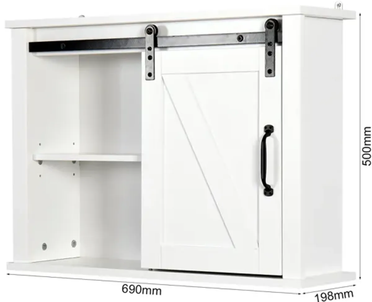 Bathroom Wall Cabinet with 2 Adjustable Shelves Wooden Storage Cabinet with a Barn Door 27.16x7.8 x 19.68 inch