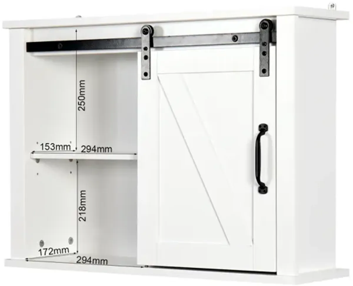 Bathroom Wall Cabinet with 2 Adjustable Shelves Wooden Storage Cabinet with a Barn Door 27.16x7.8 x 19.68 inch