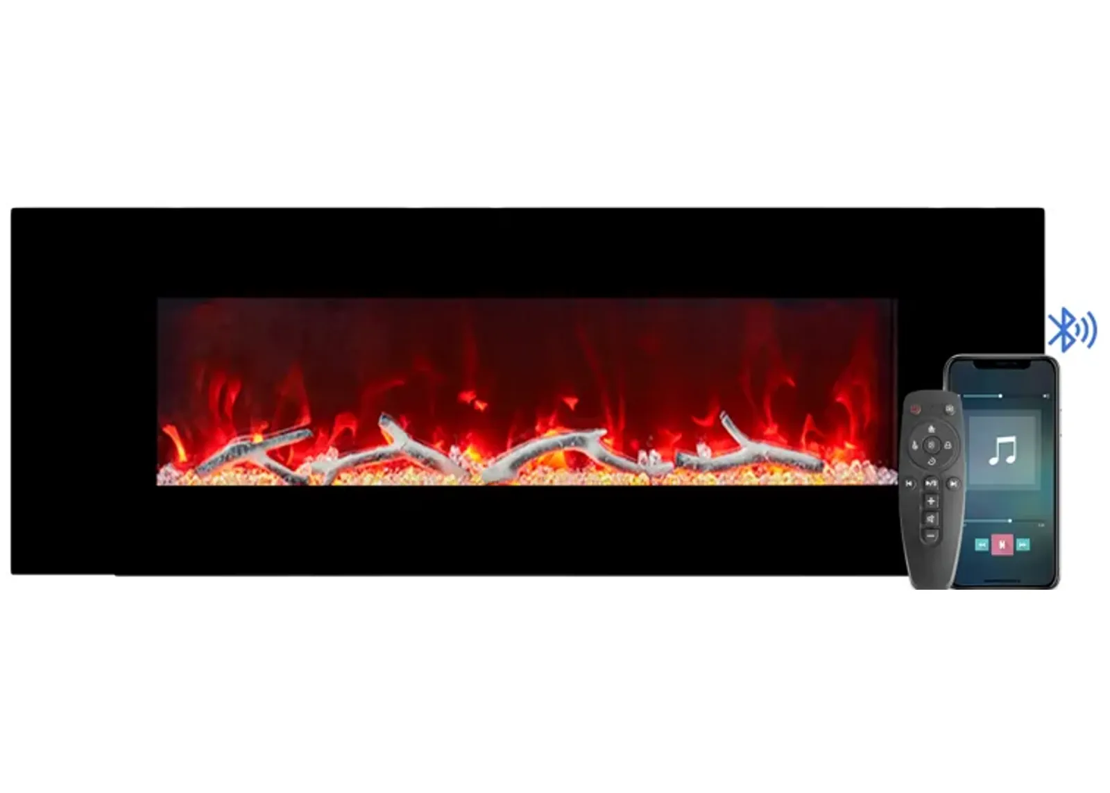 MONDAWE 50" Wall-Mounted Electric Fireplace 5120 BTU Heater with Bluetooth Speaker & Remote Control Adjustable Flame Color & Temperature Setting