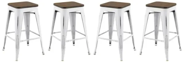Modway Promenade Counter Stool Set of 4, White