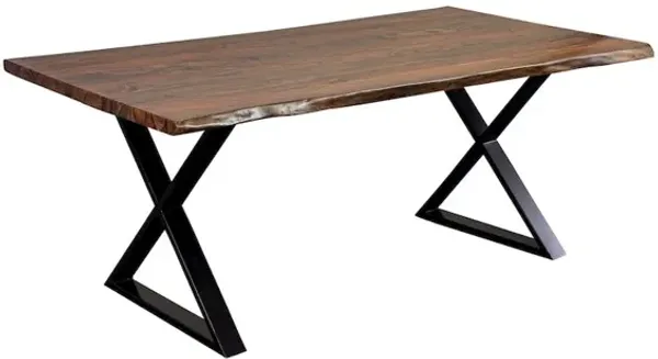Porter Designs Manzanita Live Edge Solid Sheesham Wood Dining Table, Brown
